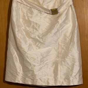 Chic Cream Pencil Skirt with Belt